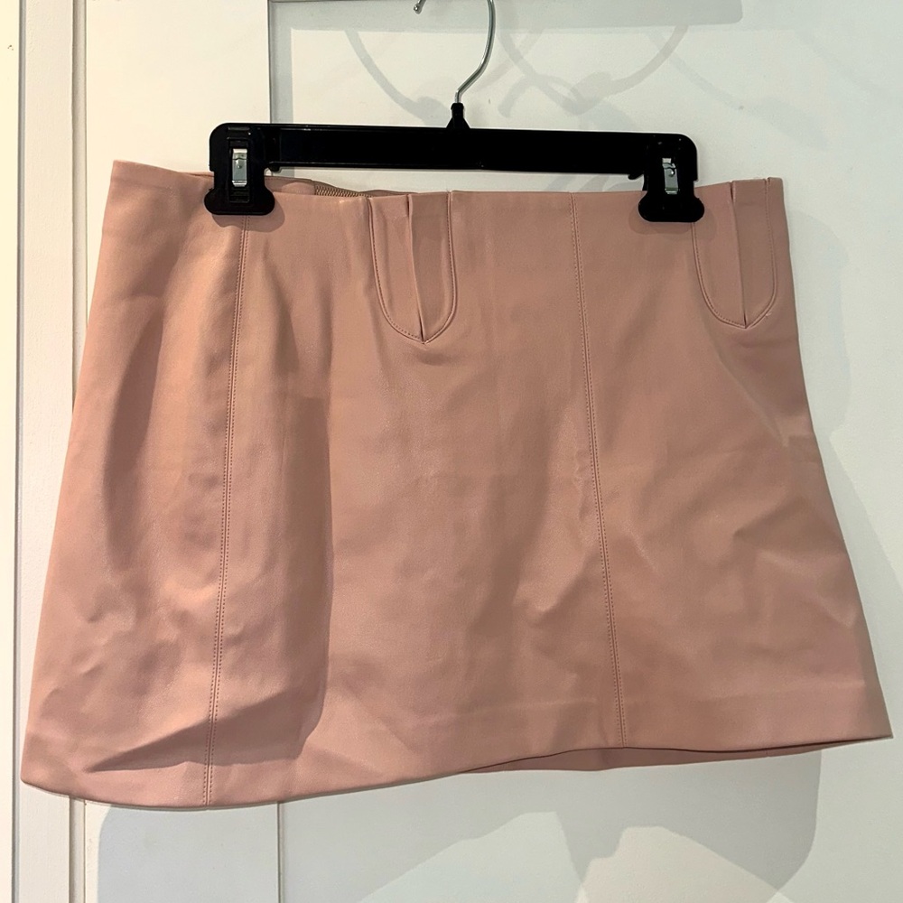 NWOT Zara Blush Faux Leather A-Line Skirt